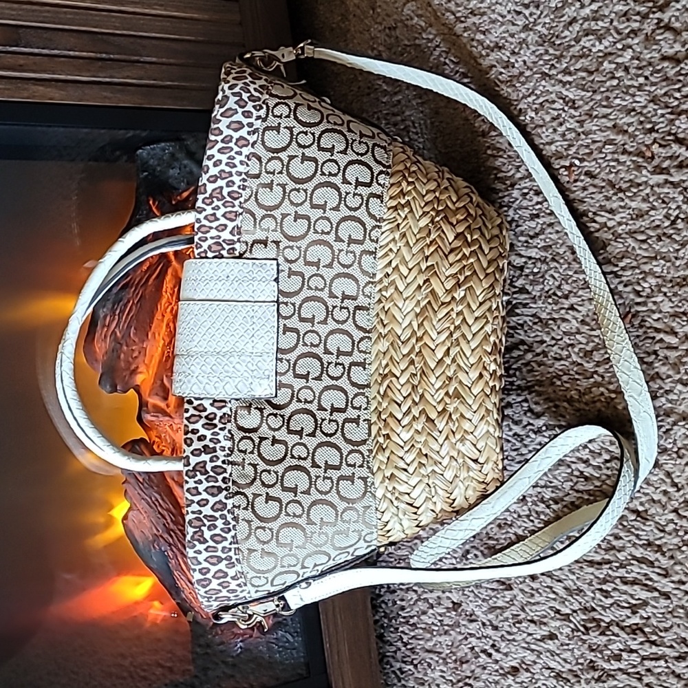Guess mixed media tote guess bucket bag guess straw bag - Picture 6 of 15